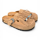 Sabot con frangia e perline Taji by Lagoa suede sabbia 