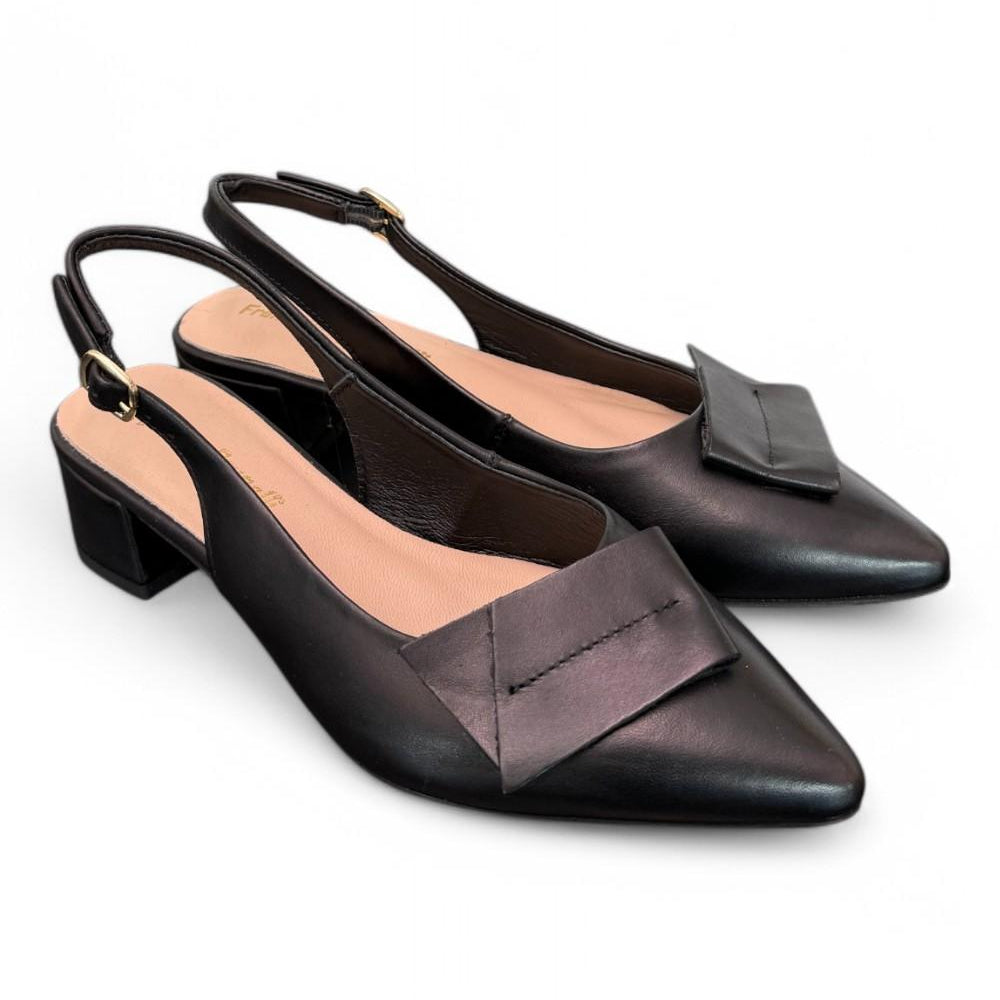 Slingback pelle nera Francesco B 