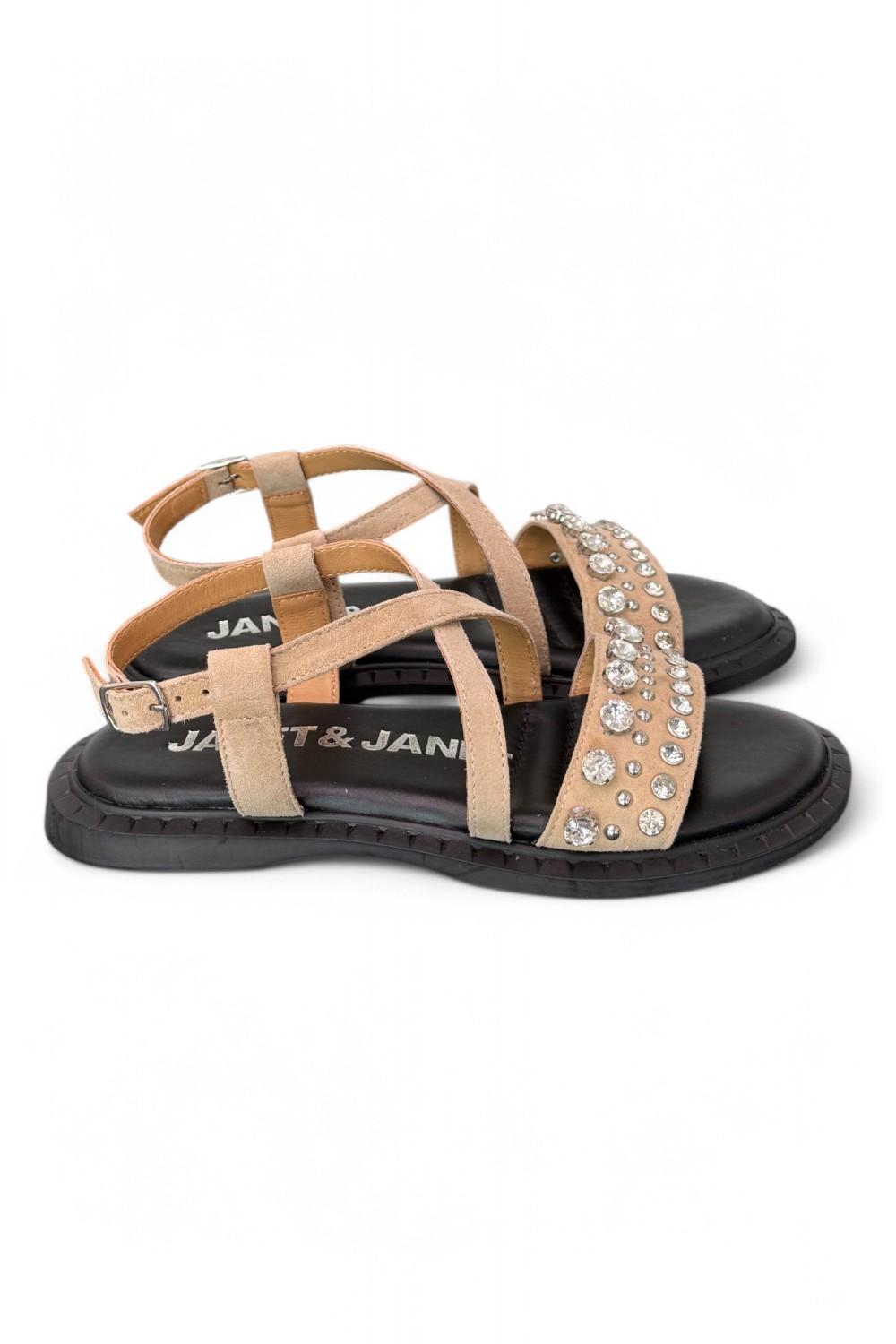 Sandalo suede beige strass Janet & Janet 