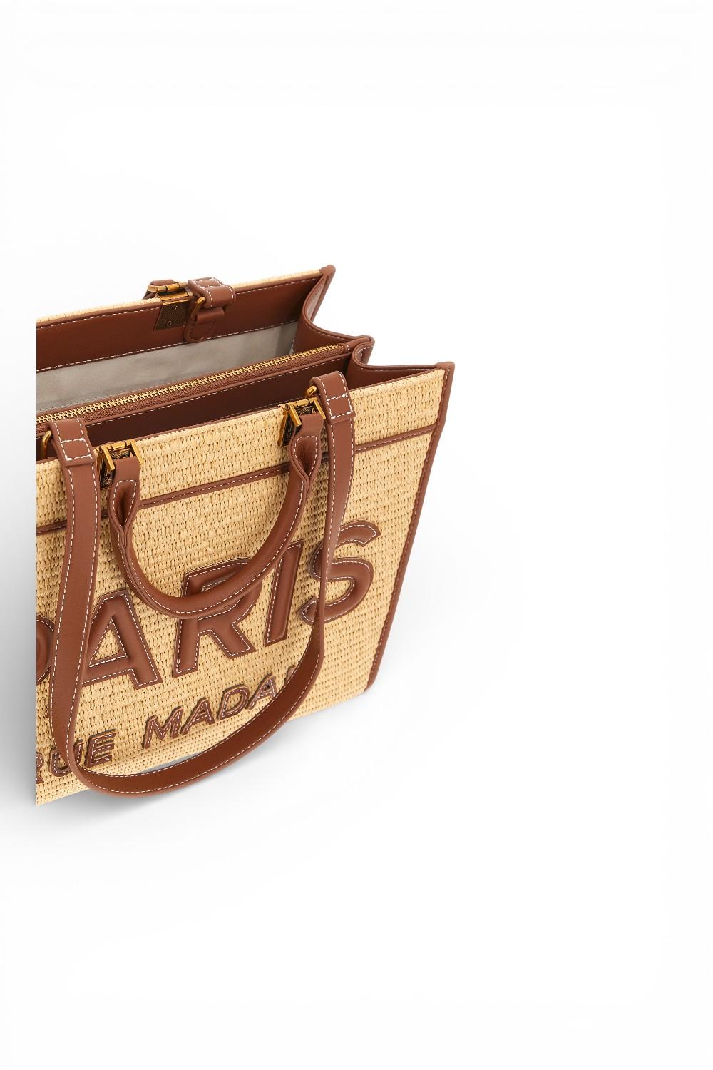 Shopping Iconique Tote Straw beige brown rafia Rue Madam 