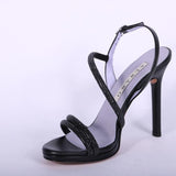 Sandalo plateau strass nero tacco 10 Albano<BR/> 
