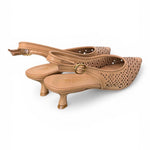 Slingback pelle laserata camel Bianca Di 