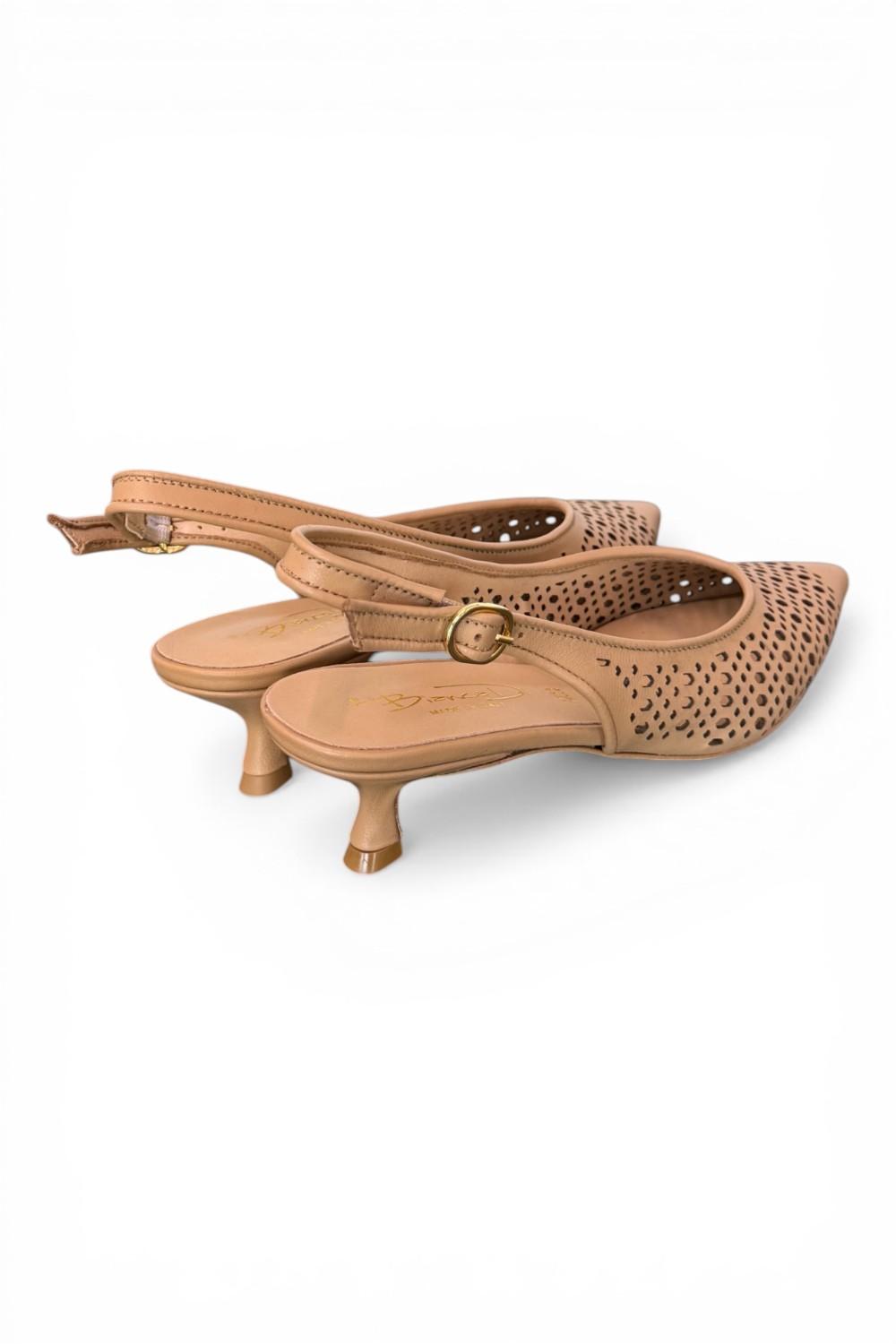 Slingback pelle laserata camel Bianca Di 