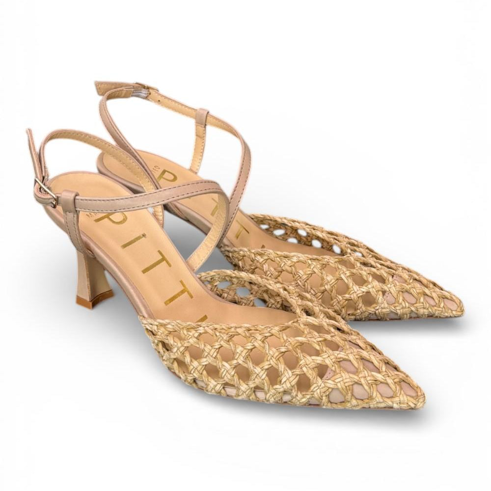Slingback rafia taupe T70  Matteo Pitti 
