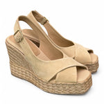 Sandalo zeppa fascia incrociata suede sabbia Palomitas<BR/> 