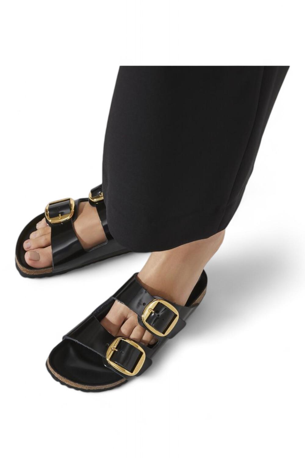Ciabatta Arizona Big Buckle Shine Black Birkenstock 1021476 