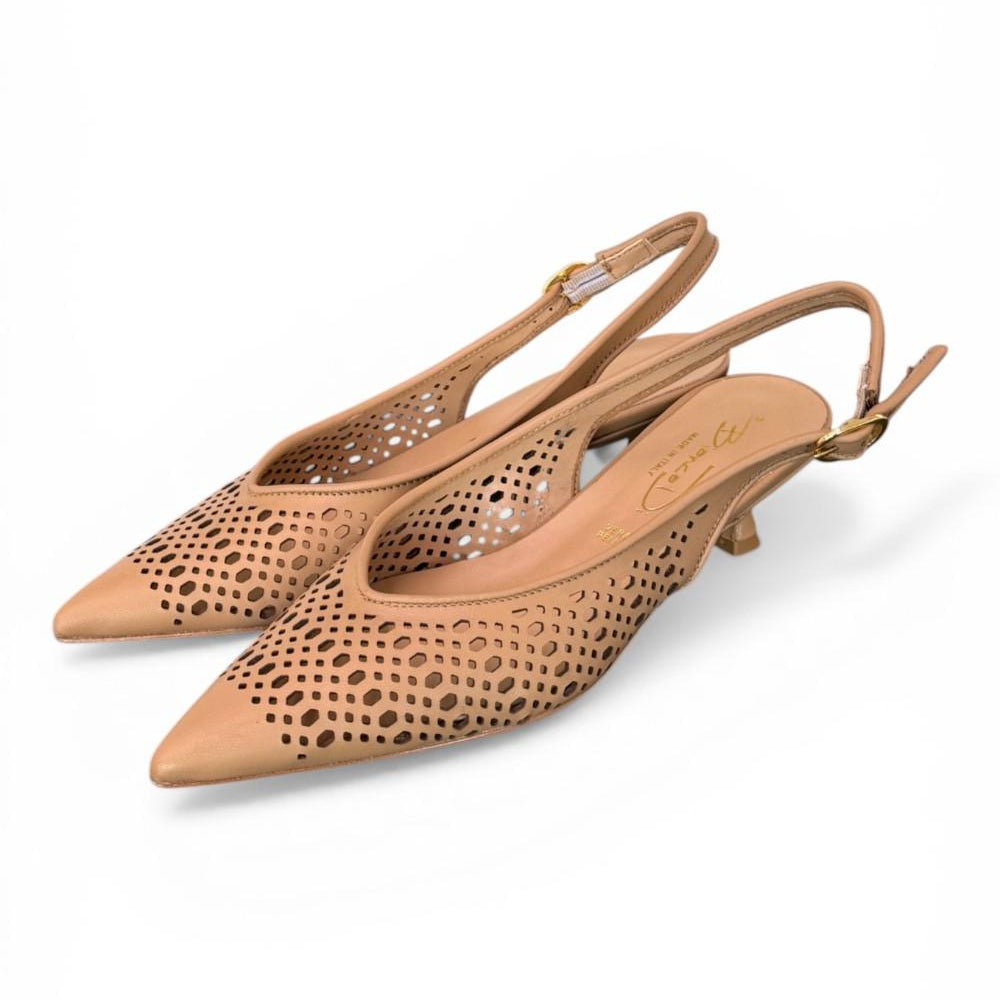 Slingback pelle laserata camel Bianca Di 