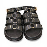 Sandalo gladiatore pelle nera Inuovo<BR/> 
