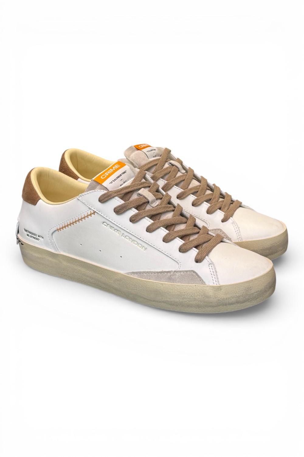 Sneaker vulcanizzata bianca beige Crime London distressed 