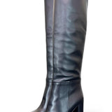 Stivale tubo alto tacco 80 pelle nera Elisa Lanci<BR/> 
