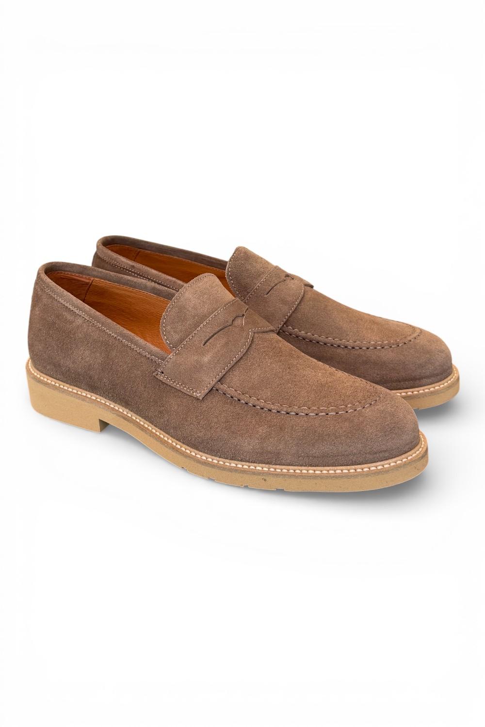 Mocassino camoscio taupe micro Exton 
