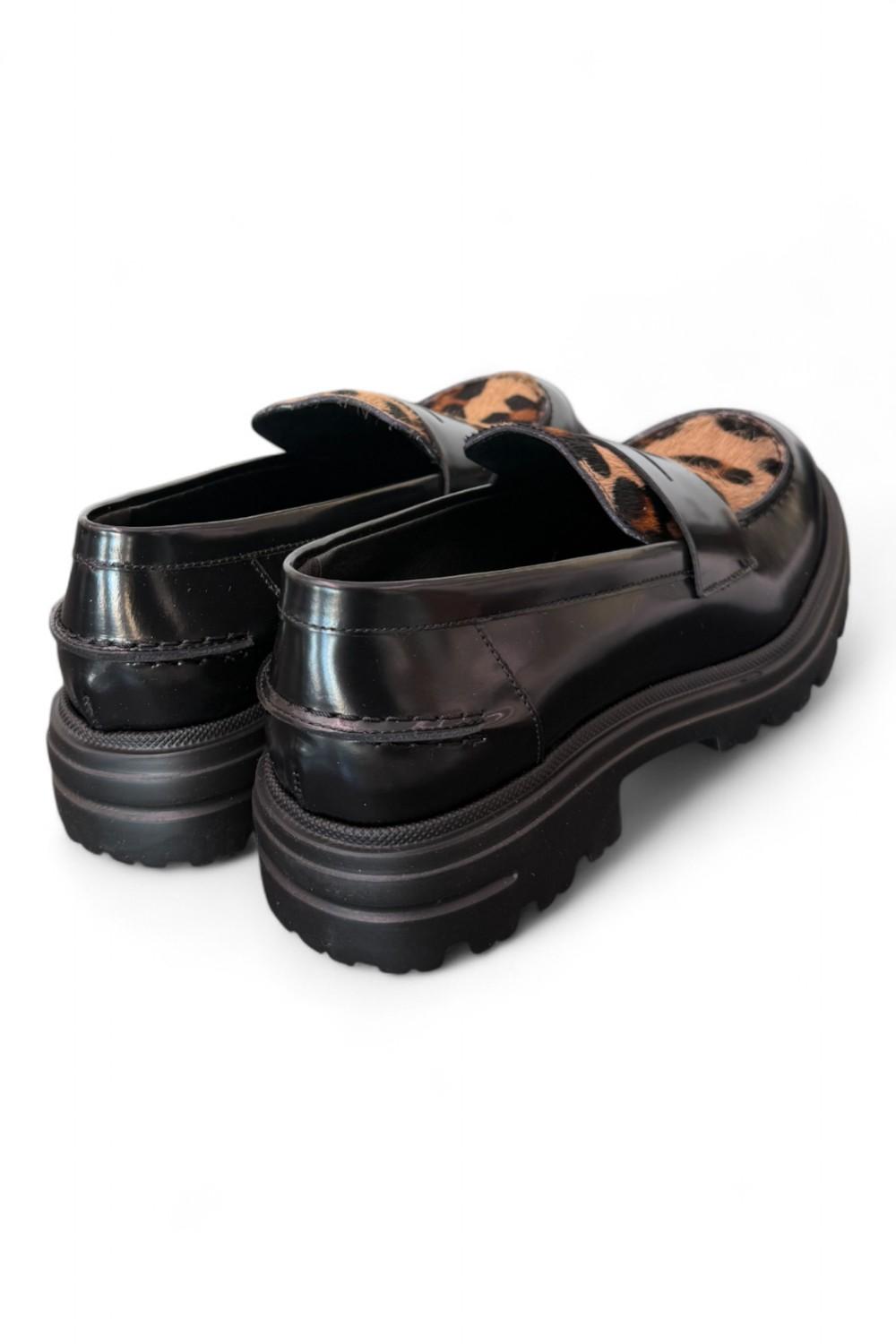 Mocassino pelle nero leo Uma Parker 