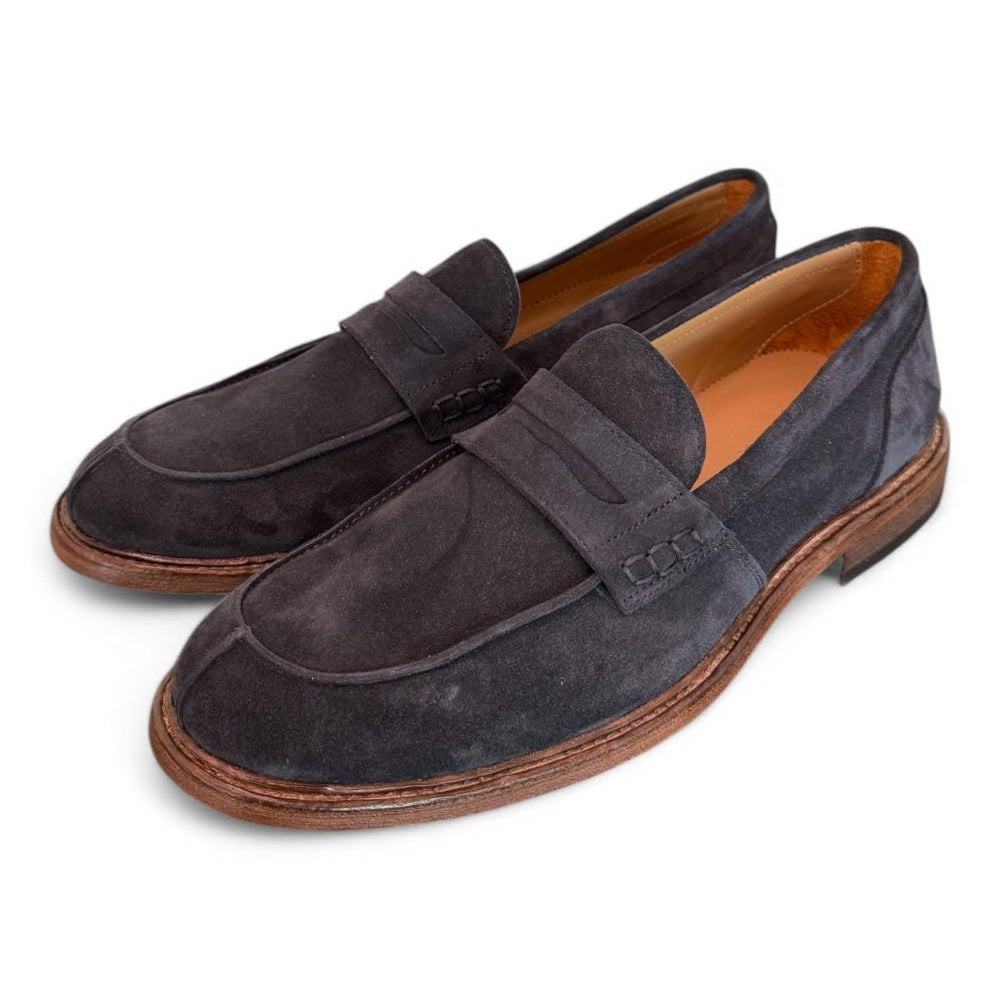 Mocassino suede blu Franco Fedele<BR/> 