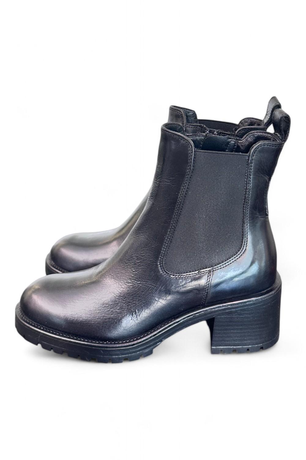 Beatles tacco pelle nera Dei Colli<BR/> 