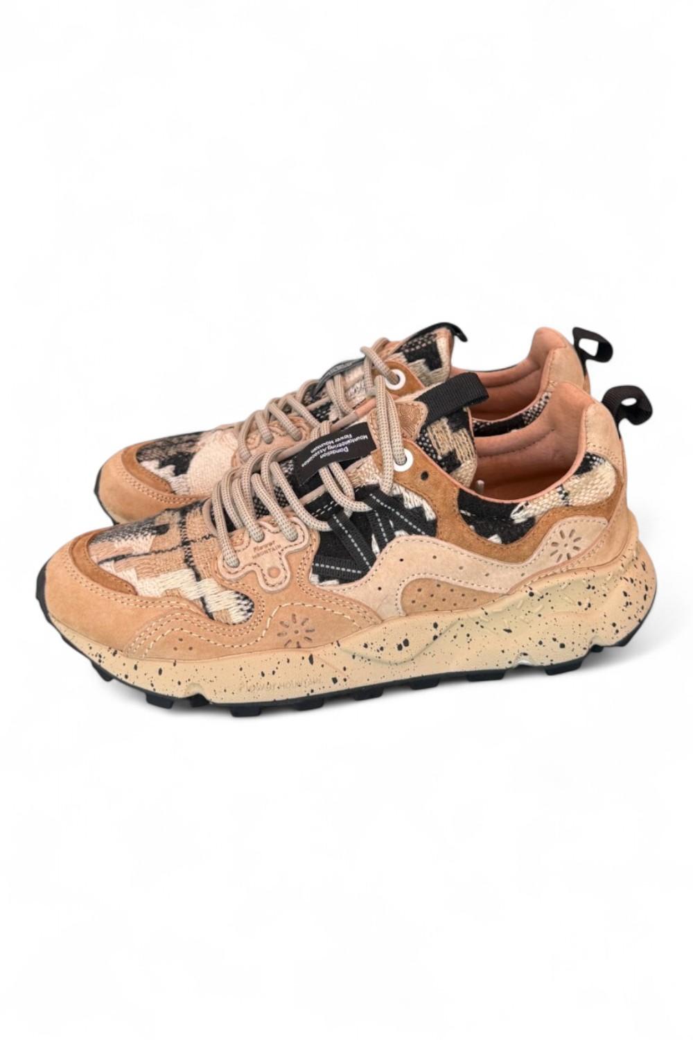 Sneaker donna Flower Mountain Yamano 3 4D58 mud light brown cheques 