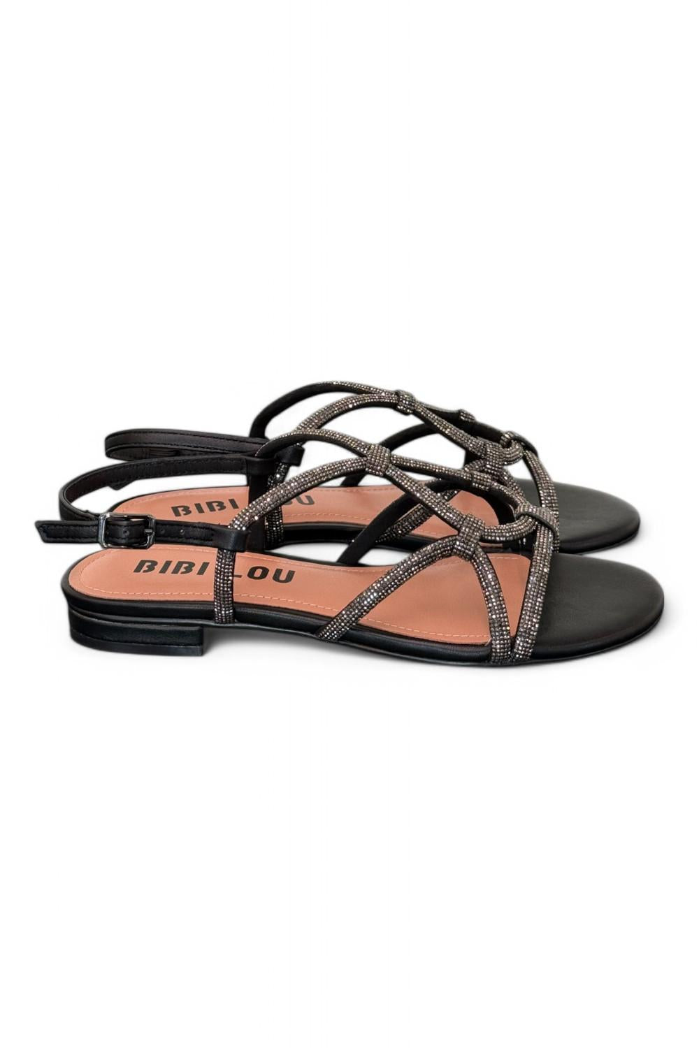 Sandalo incroci strass nero Bibi Lou<BR/> 