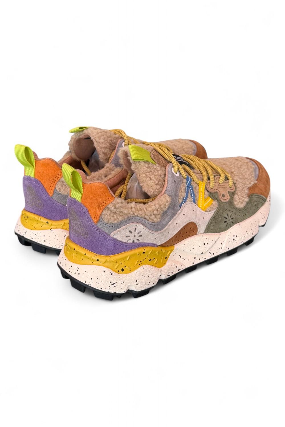 Sneaker donna Flower Mountain Yamano 3 4D52 Teddy mud grey 