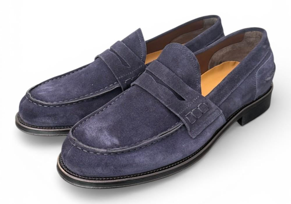 Mocassino camoscio blu Franco Fedele 