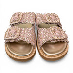 Ciabatta fasce pelle intrecciata oro/rosa  Coral Bluw 