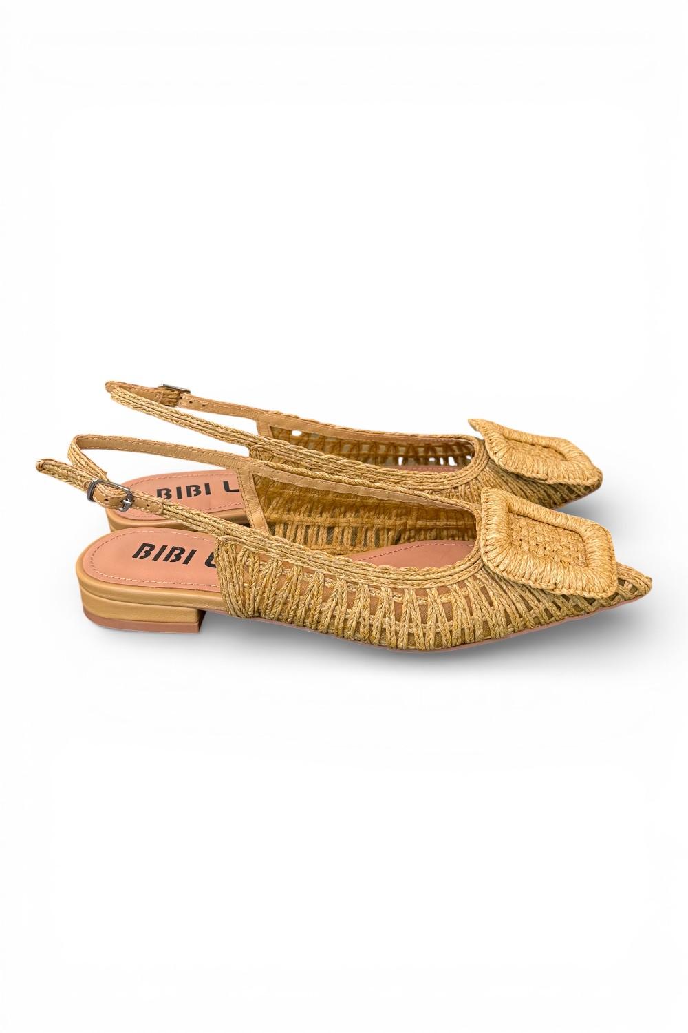 Slingback rafia intrecciata naturale Bibi Lou<BR/> 