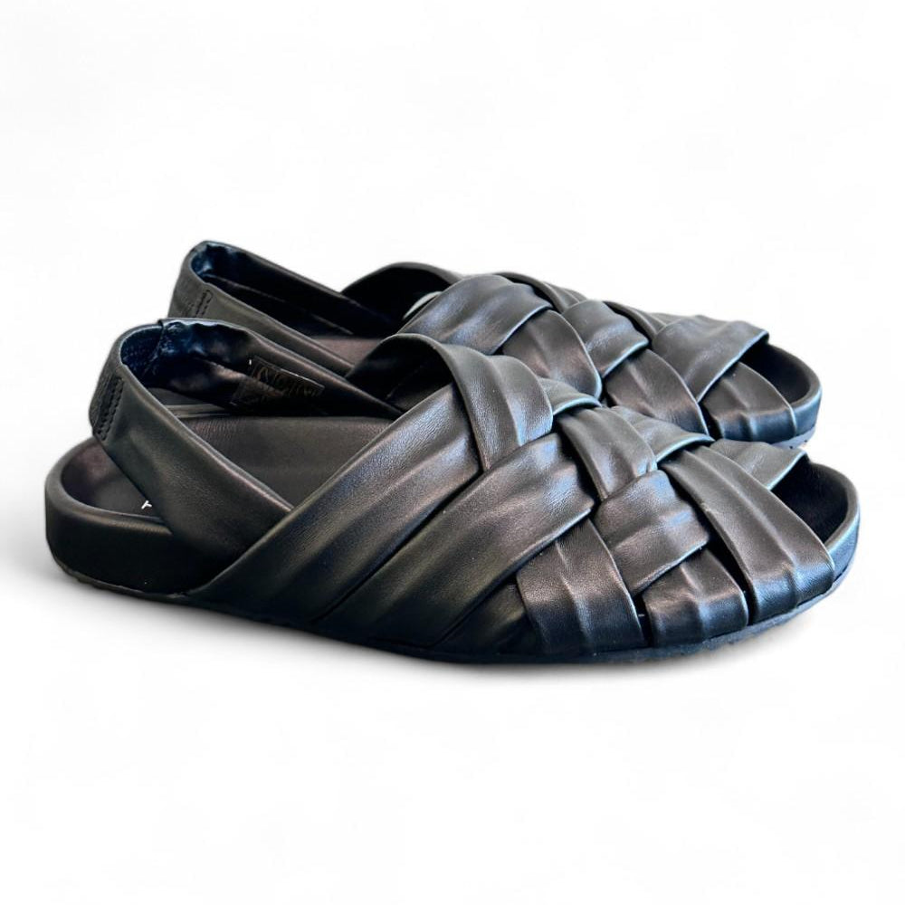 Sandalo flat intrecci nero Patrizia Bonfanti 