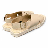 Sandalo incrocio taglio vivo panna Palomitas<BR/> 