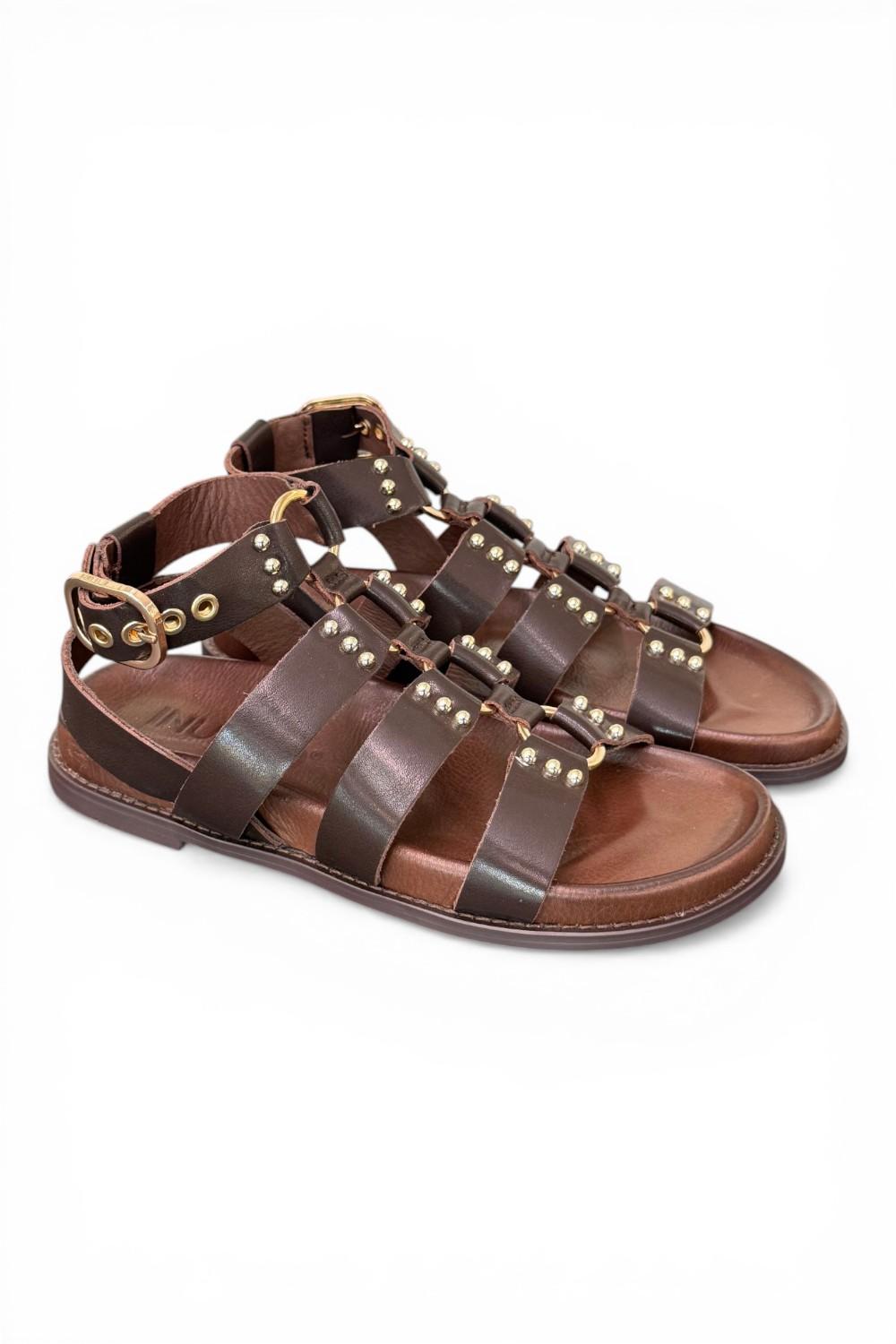 Sandalo gladiatore pelle testa di moro  Inuovo<BR/> 