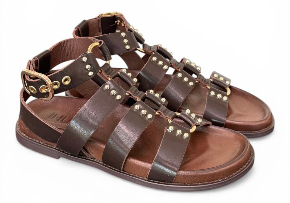 Sandalo gladiatore pelle testa di moro  Inuovo<BR/> 