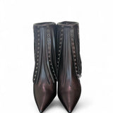 Stivaletto con frange in pelle nera Chantal 