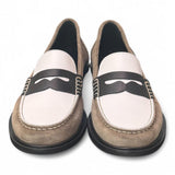 Mocassino bimateriale beige bianco Elisa Lanci 