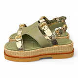 Sandalo asimmetrico kaki Z50 Zanon<BR/> 