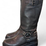 Stivale biker 3/4 pelle nera Angelica 