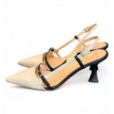 Slingback pelle latte e nero tacco 70 Isabelle Paris<BR/> 