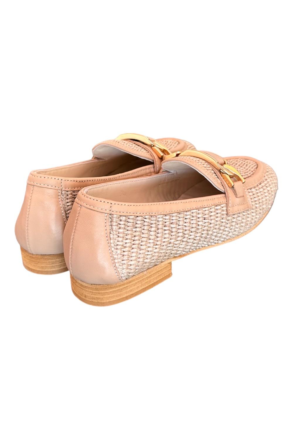 Mocassino pelle e rafia nude Les Tulipes 