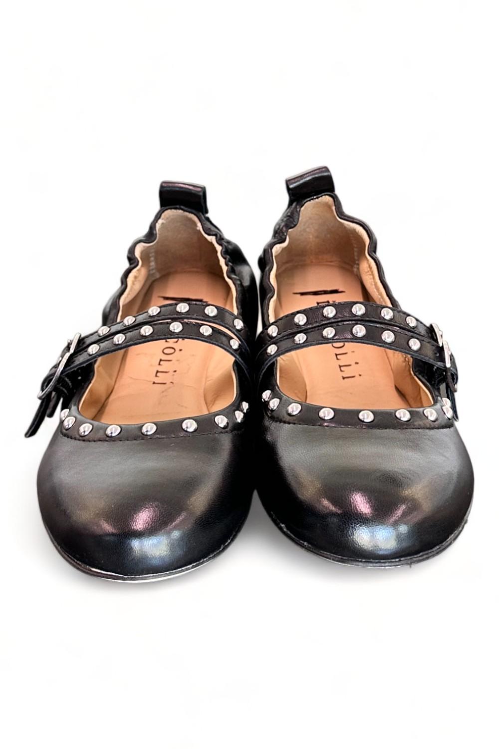 Ballerina cintini pelle nera Dei Colli<BR/> 