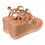 Sandalo cerchi pelle naturale zeppa 90 Bruno Premi<BR/> 