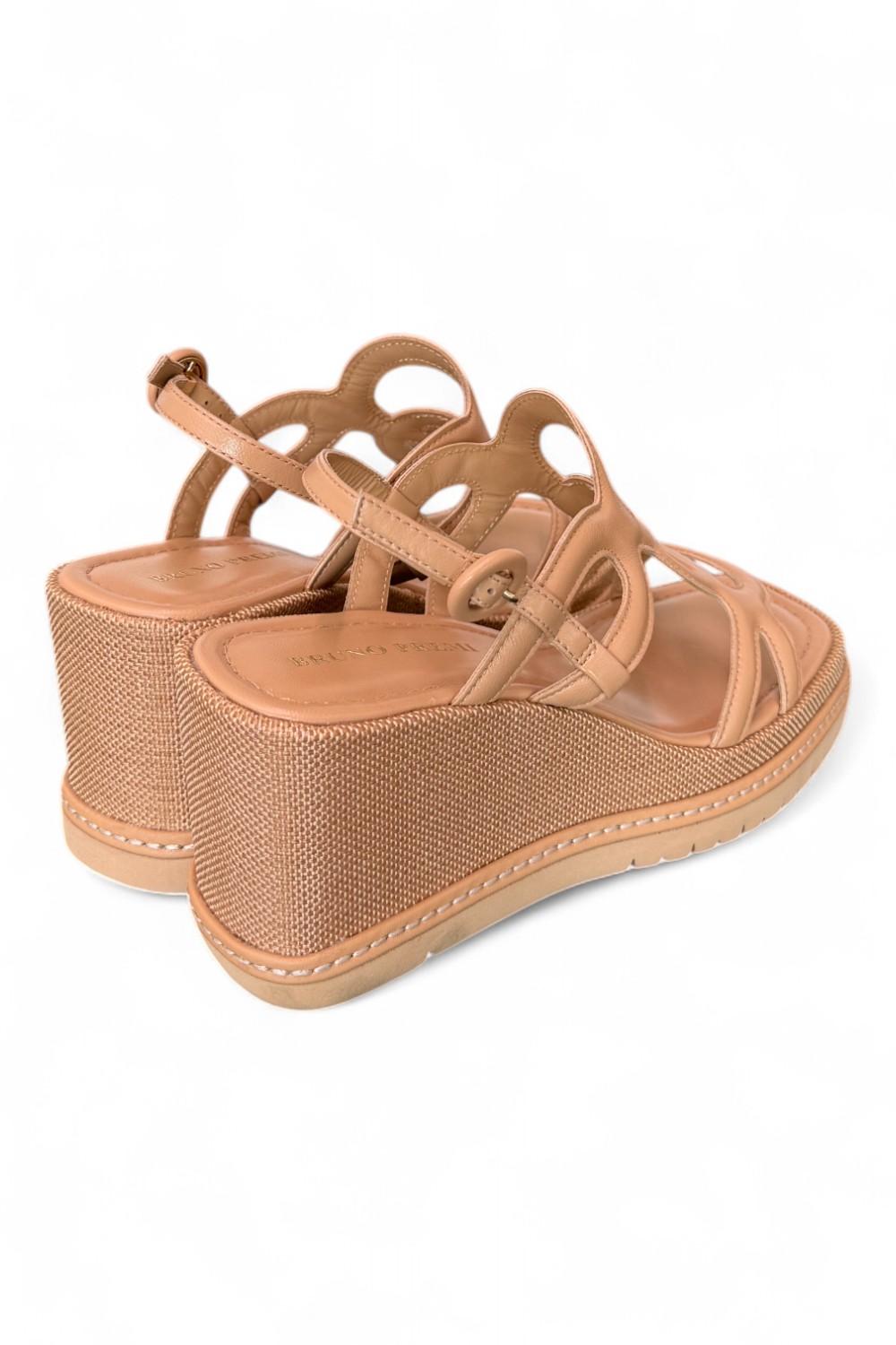 Sandalo cerchi pelle naturale zeppa 90 Bruno Premi<BR/> 