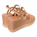 Sandalo cerchi pelle naturale zeppa 90 Bruno Premi<BR/> 