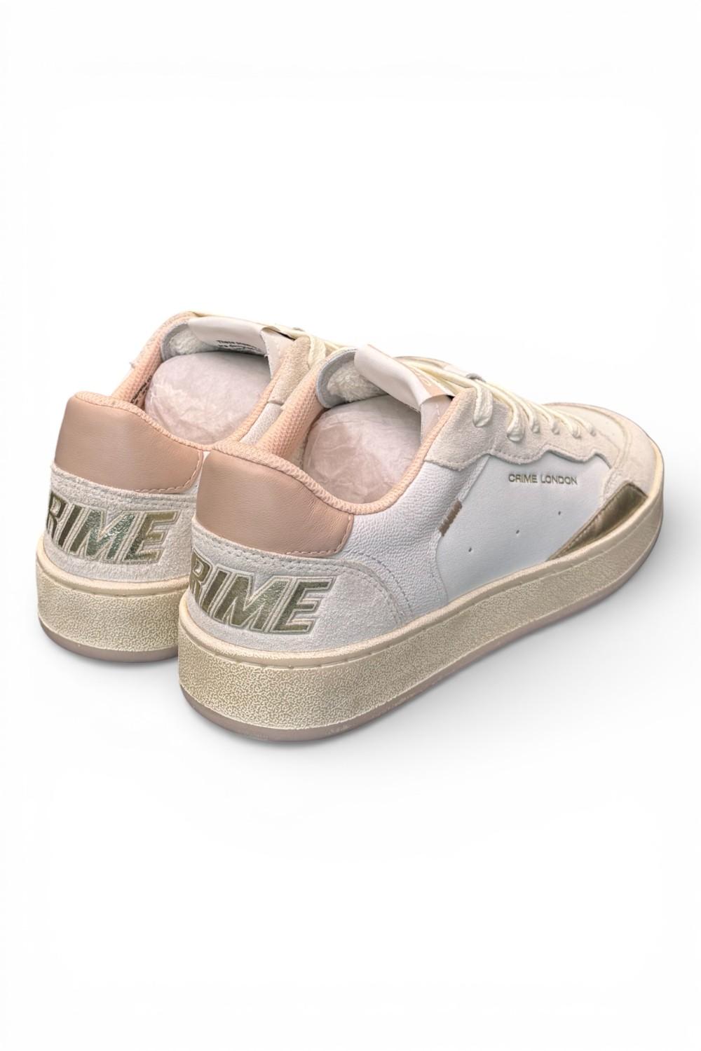 Sneaker bianca beige rosa basket Crime London 