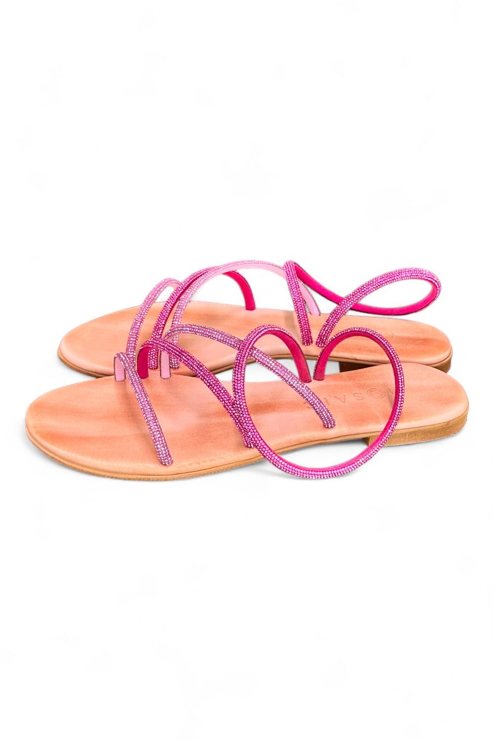Sandalo mignon strass fuxia e rosa Mosaic 