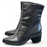 Stivaletto pelle nera arricciato tacco Mjus<BR/> 