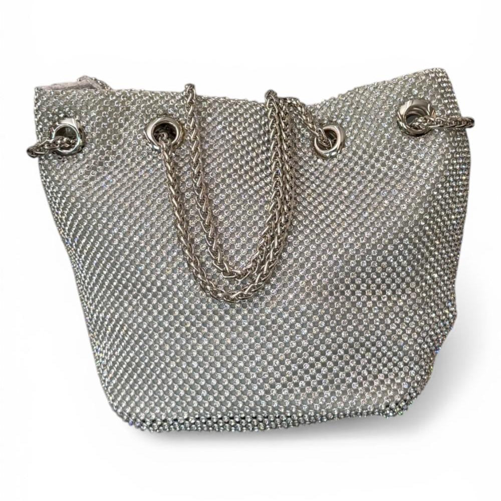 Pochette secchiello strass Scarlet argento 