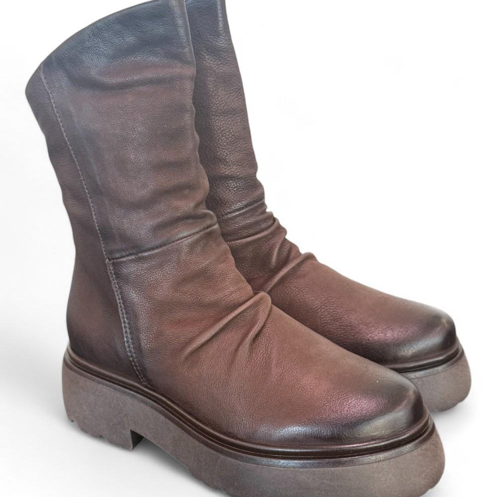 Stivaletto pieghe nabuk ingrassato moka Mjus<BR/> 