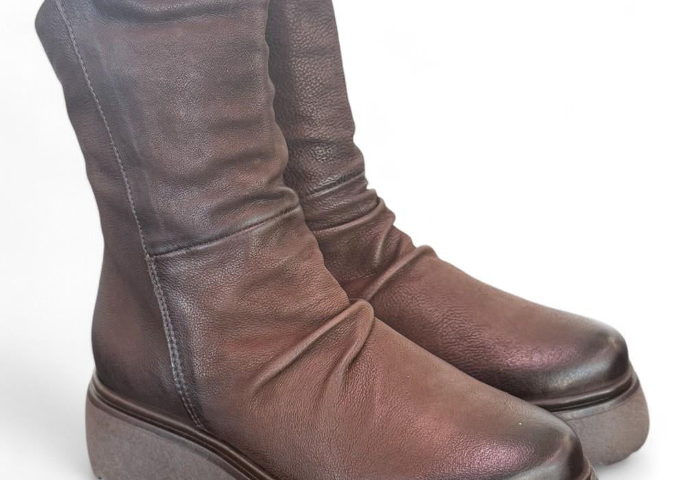 Stivaletto pieghe nabuk ingrassato moka Mjus<BR/> 