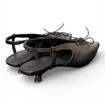 Slingback pelle nera con lacci  JVAM<BR/> 