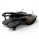 Slingback pelle nera con lacci  JVAM<BR/> 