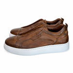 Sneaker uomo slip on pelle marrone  Pawelks 