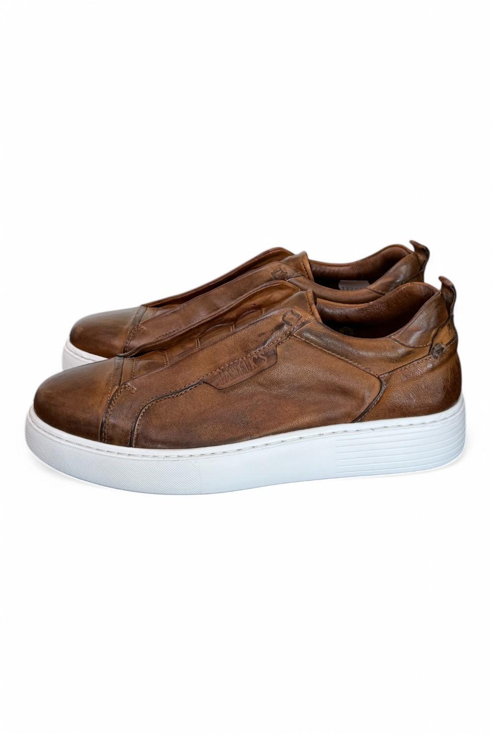 Sneaker uomo slip on pelle marrone  Pawelks 