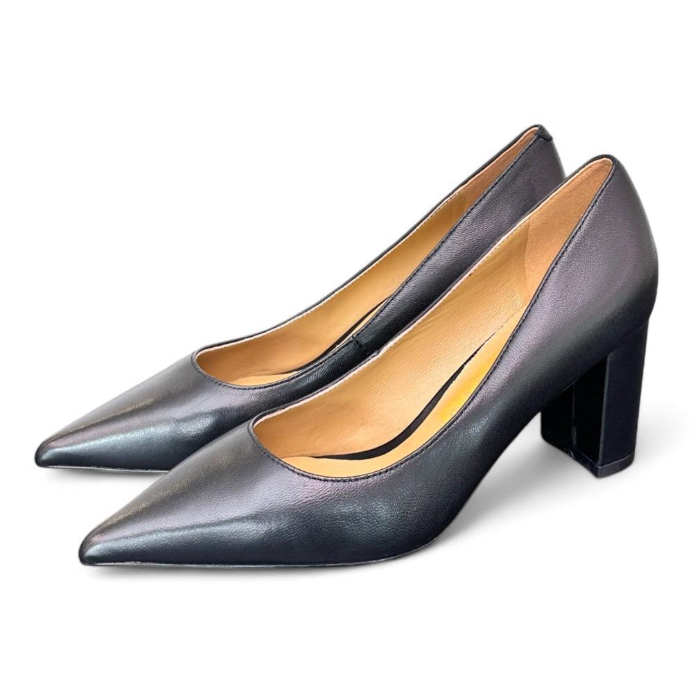 Decolté vitello nero tacco grosso CHICONIC<BR/> 