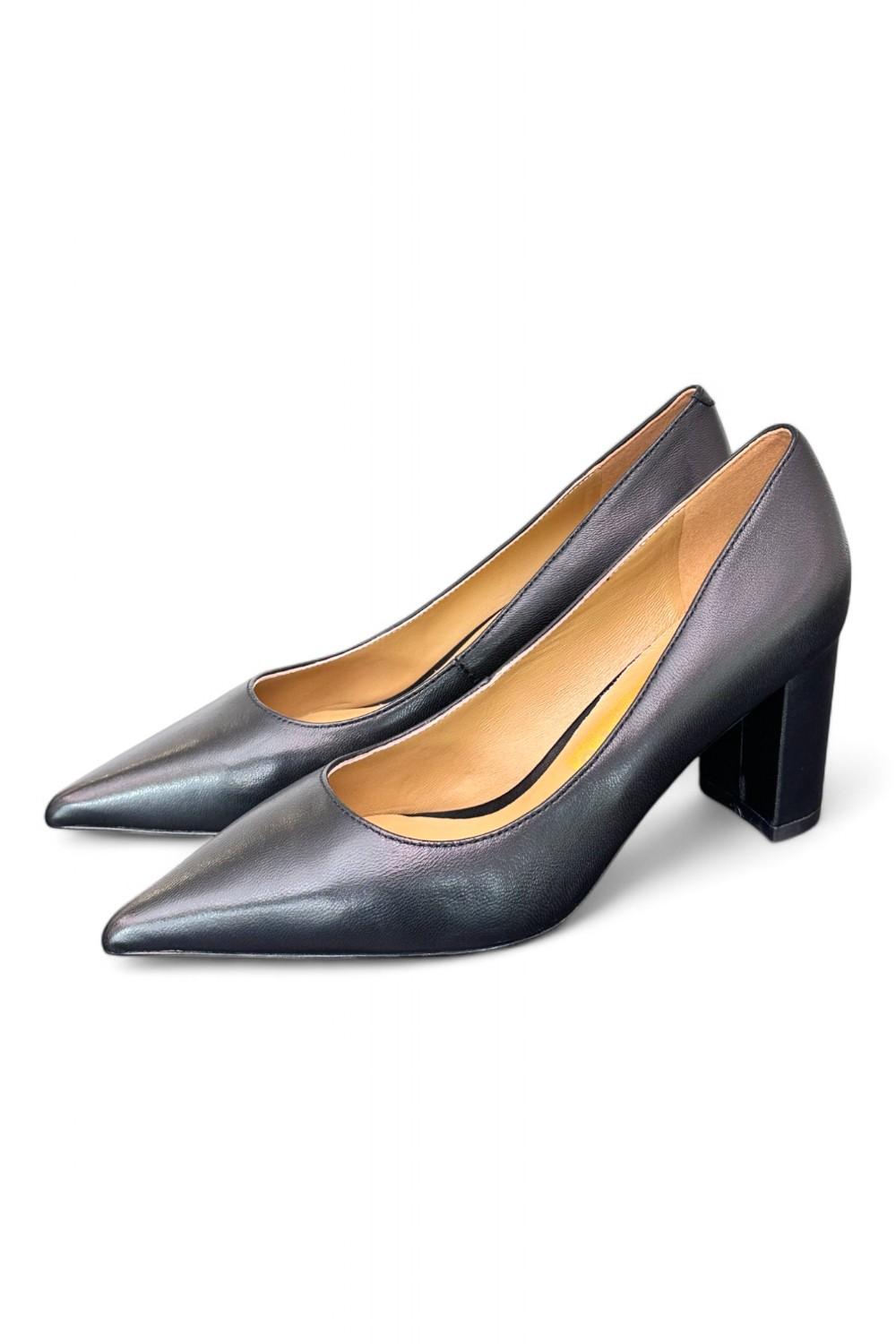 Decolté vitello nero tacco grosso CHICONIC<BR/> 